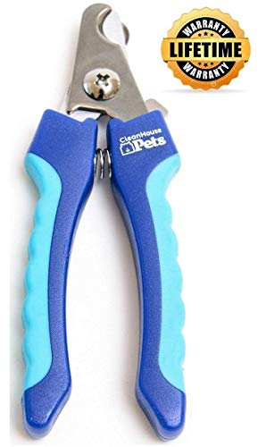 CleanHouse Pets Dog and Cat Nail Clippers, with Pet Safety Guard & Lock, Stainless Steel, Easy to Use - Best Cats and Dogs Nail Trimmers and Pet Clippers for All Animals (Small)