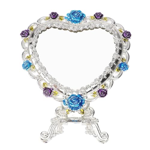 Espejo para Maquillaje de Mano en Forma de Corazón Plata