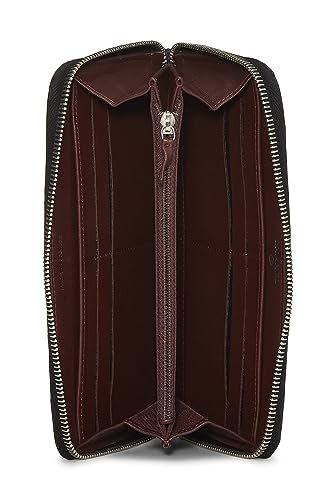 Pre-Loved Black Lambskin Leather Zip Around Wallet, Black4