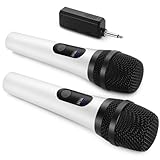 FOLTUSYMY Wireless Microphone, Dual Digital Dynamic Microphone with Rechargeable Receiver, 200ft Range Stable Transmission, Plug and Play, Microphone for Singing, Karaoke, Home Party, Meeting, Church