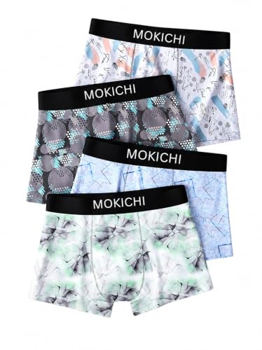 Image of Men's Printed Trunks | Boxer Brief Underwear with Broad Elastic Waistband and Contoured Pouch | Multicolour, Pack of 4