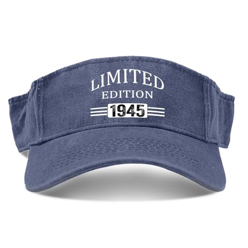 80th Birthday Gifts, Limited Edition 1945 Caps Sun Visor Hats for Adult Baseball Cap Cool Sun Visors Navy