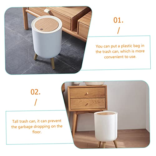 Cabilock bote de basura alto con tapa blanco rectangular miniatura 4