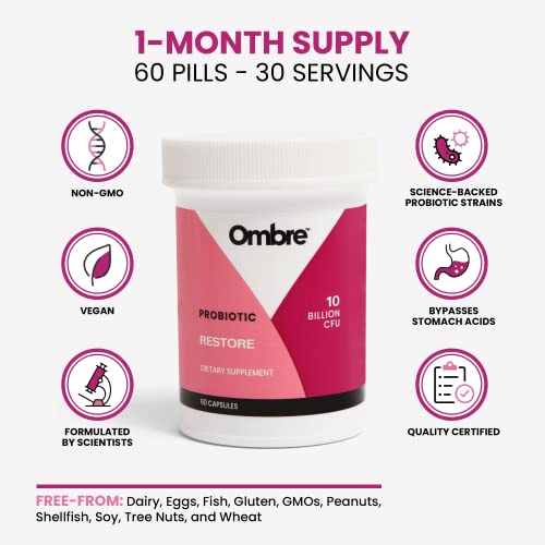 Ombre Restore & Rise Women's Probiotic And Prebiotic Value Bundle, Daily Vaginal, Immune System, Urinary Tract, & Gut Health Support, 30-Day Supply #TOP3