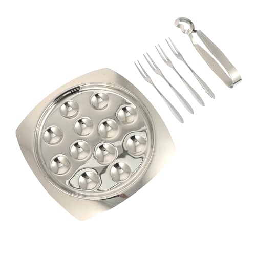 HIAKDOFT Piatto Per Lumache Da Ristorante Kit Piatto Pinze e Forchette Resistenti Al Calore Utensili Utili Per Lumache Portata Pratica Per Ristoranti