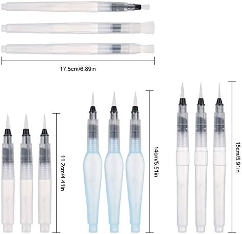 Opopark Watercolour Brush Pens Pack of 12 Refillable Water Brush Pens Aqua Paint Brushes Ink and Water Brush Pens Art Supplies for Water Color Painting Blending Lettering with Assorted Tips