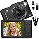 Digitalkamera, Fotoapparat Digitalkameras 48MP 1080P Fotokamera mit 32GB Speicherkarte Vlogging-Kamera mit Blitz, Autofokus, Anti-Shake, Tragbare Kompakte Kamera für Kinder und Anfänger