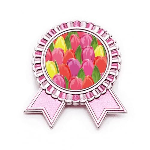 Broche tulipe aquarelle rose métal M pour égayer une veste sombre