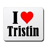 EXCLUSIVO: Tapete de ratón "I Love Tristin" en Blanco, una gran idea para un regalo para sus socios, colegas y muchos más!- regalo de Pascua, Pascua, ratón, Palmrest, antideslizante, juegos de jugador, cojín, Windows, Mac OS, Linux, ordenador, portátil, PC, oficina, tableta, Amo, Made in Germany.