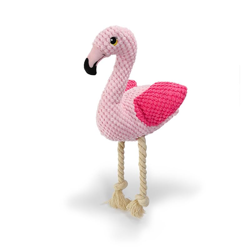 PIANG GOUER plüsch hundespielzeug,gefüllte quietschende Hundespielzeug mit weichen haltbaren stofftier für kleine mittlere große Rassen, Hunde Kuscheltier unzerstörbar（Flamingo）