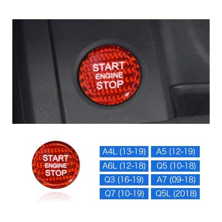Amazon アウディ Audi エンジン スタート ボタン カバー 内装 リアルカーボン l A5 A6l Q3 Q5 Q7 Q5l 赤 スターターリング 車 バイク