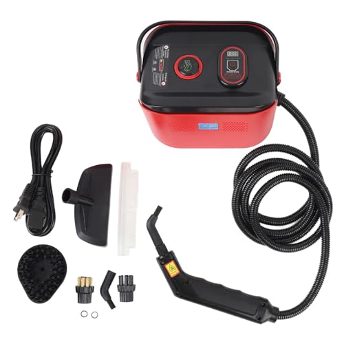 2500W Portable Steam Cleaner, Handheld Pressurized Fast Heating Mini Steam Cleaner with Brush Heads for Bed Couch Furniture Kitchen Bathroom Grout and Tile (US Plug 110V)