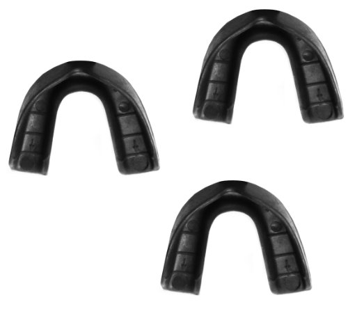 3 Pack! SafeTGard Adult Form Fit Super Mouthguard Without Strap (Black)