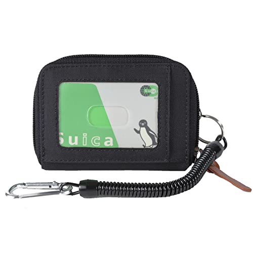 Shoebill Small Wallet with Carabiner Lanyard with ID Window - Lightweight, Zippered, Water Resistant