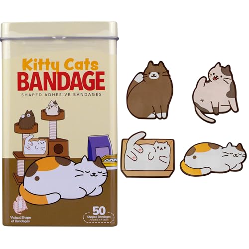 BioSwiss Bandages Kitty Cats Shaped Self Adhesive Bandage Set Latex Free Sterile Wound Care 50 Count