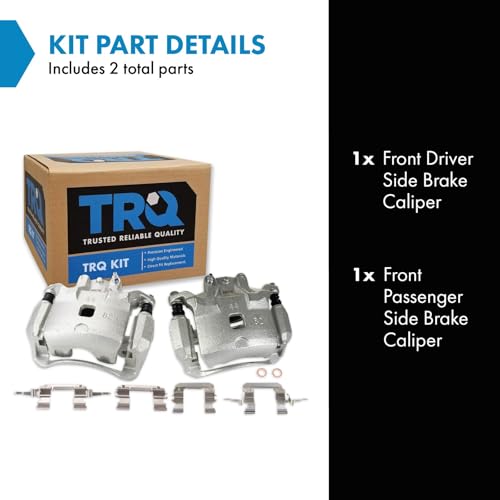 Image of TRQ Front Brake Caliper Set Zinc Coated Brackets Hardware Compatible with 2009-2014 Nissan Cube 2007-2012 Nissan Versa