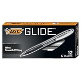 BIC® Atlantis™ Retractable Ballpoint Pens, Medium Point, 1.0 mm, Clear Barrel, Black Ink, Pack Of 12