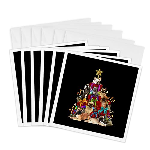 Cartes de vœux sapin de Noël carlins et bouledogues lot idéal pour cadeaux