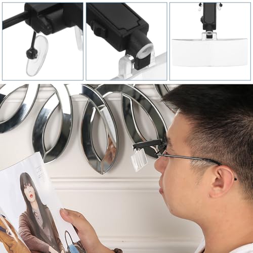 PACKOVE Loupe Lunettes de Lecture Lumineuse avec LED, Lentille en Verre Haute Définition, Portée Tête Réglable, pour Réparation Circuits et Travaux Manuels – vue 5