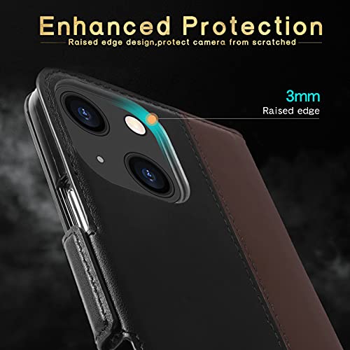 FYY Capa para iPhone 13 5G, [Suporte Magsafe Charging][Couro genuíno] Capa carteira para celular com