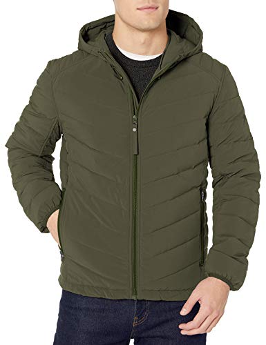 Marc New York by Andrew Marc Men's Delavan Ultra Stretch Packable Hooded Jacket, Moss, Small