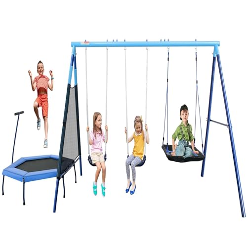Royalove Heavy-Duty Metal Swing Set with 47