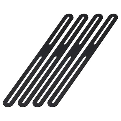 PATIKIL 11 1/50" Adjustable Flat Mending Plate with Slot, 4 Pcs Slidable Slotted Flat Straight Mending Plate Support Brace Brackets for Wood Furniture, Black by PATIKIL - Used condition - CA$19.89