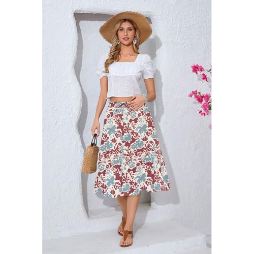 Image of Witsmile Women's Summer Pleated High Waisted Casual Flowy Skirt Pockets