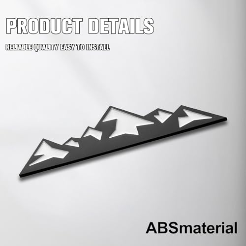 Image of 7 Inch Mountain Graphic Logo Badge Emblem, Snow Mountain Emblem for Car Trunk Tailgate Emblem (Black White)