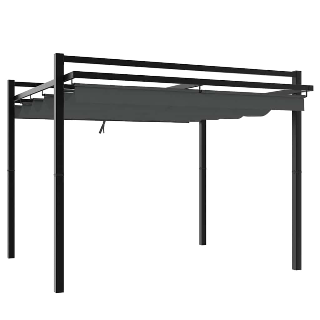 Pergola avec Toit Rétractable, Pergola Tonnelle de Jardin Extérieur Anthracite 3x3 m Aluminium