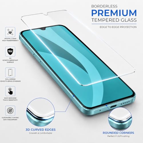 Image of ArmourPro 3D Borderless Tempered Glass for Poco C71, Poco C75 and Poco M7, Set of 2 HD Clear Screen Protectors with 3D Curved Edges, 9H Hardness, Oleophobic Coating, Case Friendly