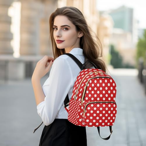 Image of ALAZA White Polka Dot Red Women Backpack Purse Ladies Fashion Shoulder Bag Daypack Travel Bag 10L