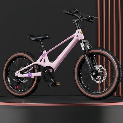 VoyageViewスポーツバイク 調節可能なシート スポーツベルトバスケットスポーツバイクスタンドハンドブレーキバスケットフェンダー 7段変速 フロントサスペンション ディスクブレーキ 男の子女の子小学生中学生 軽量街乗り通学 (ピンク【スピードシフト+
