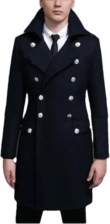 ジャケット・アウター Overcoat double breasted jacket Amazon.com: JNKIHAPOT Mens Wool Coat Double Breasted Long