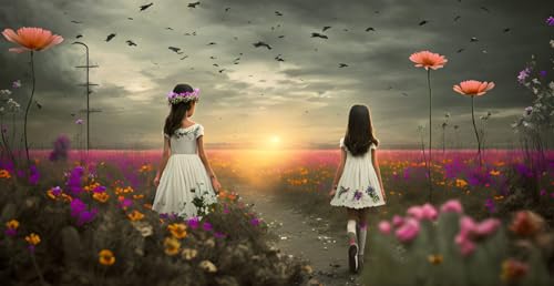 Poster fleurs noires et belles filles une œuvre poétique pour votre espace
