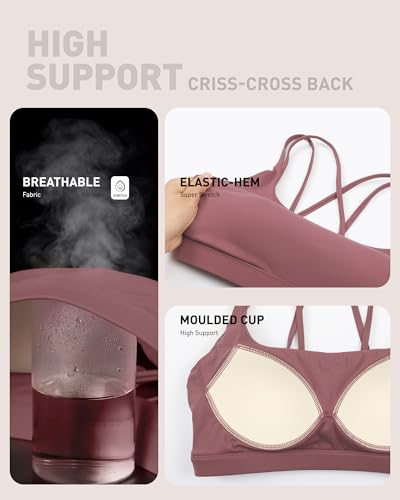 Image of RUNNING GIRL Sports Bras for Women High Support,Criss-Cross Back Strappy Bra Moulded Cup High Impact Workout Crop Tops
