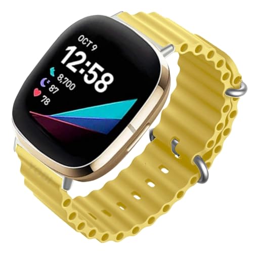Image of YODI Watch Band Compatible with Fitbit Versa 4 / Fit bit Versa 3 / Fitbit Sense /Sense 2 Band, Soft Replacement Silicone Wristband for Women Flexible Waterproof Sport Watch Strap for Men Large