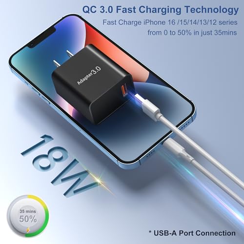 USB Charger Block, OKRAY 2-Pack 18W 3.0 Quick Charge Power Adapter Type A Box USB Wall Plug Fast Charging Block for Wireless Charger, Samsung Galaxy S25 S24 A16 A15, iPad, iPhone 16 15 14 13 12 11 Pro - Image 4