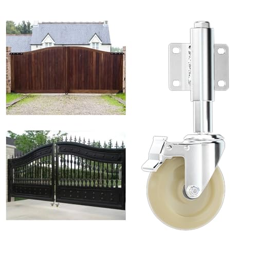 Ruedas de puerta con freno, soporte resistente con resorte, diseño antideslizante y silencioso, ruedas de nailon de 3 a 5 pulgadas para puertas de madera y metal