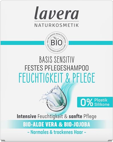 lavera Shampoo Sólido Nutritivo, Base Sensível, Hidratante, Cuidado, Shampoo Sem Silicone, Cosmético Natural Certificado, Experiência de Espuma Suave para o Couro Cabeludo, 1 Peça de 50 g