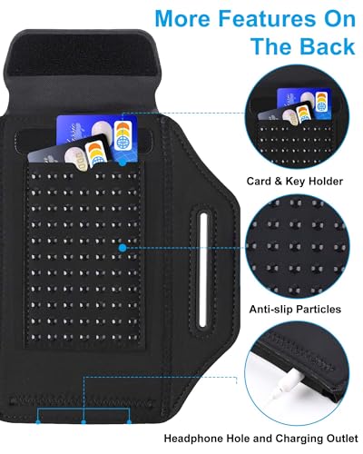 Razobws Sportarmband Handyhalterung Joggen, Handytasche Joggen mit Kopfhörertasche Handy Armband Jogging Zubehör für iPhone 17/16/15/14/13 Pro Max Galaxy S26/S25/S24/S23 Ultra Bis zu 6,9 Zoll