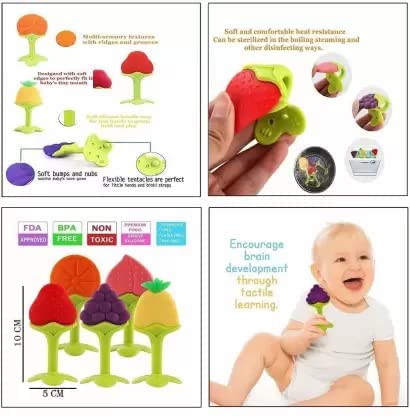 Polaris Fox Pack of 3 Baby Teether | Assorted Colors and Design | Pack of 3 teether 4
