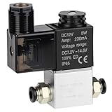 QWORK® 2V025-08 12VDC Elektrisches Pneumatik-Magnetventil, PT1/4, 2/2-Wege, stromlos geschlossen