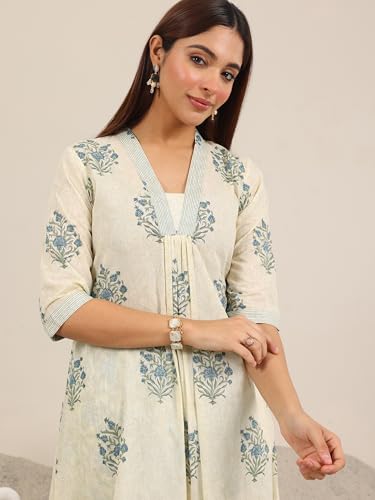 Image of Libas Printed Cotton A-Line Kurta with Trouser