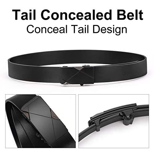 Ratchet Belt for Men, Automatic Slide Buckle, Adjustable Genuine Leather Belts, Dress Casual Pants Shirts Jeans3