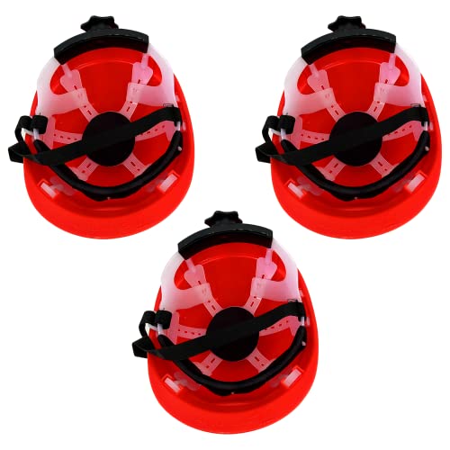 Image of LADWA Red Heavy Duty Director Safety Helmet, ISI Marked Protective Head Helmet for Construction, Factory and Industrial Safety Applications (Pack of 3)