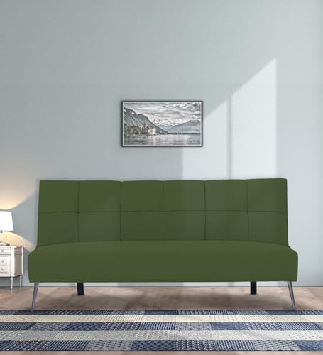 Image of Adorn India Xander 3 Seater Sofa Cum Bed (Green) (3 Year Warranty)