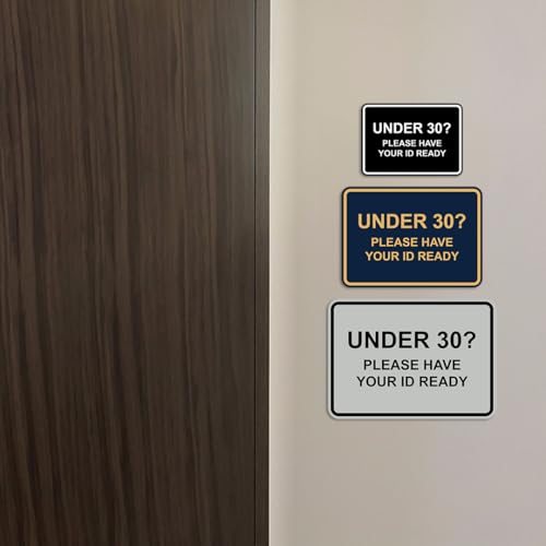 Panneau Under 30? Please Have Your ID Ready classique noir doré grand format pour bar
