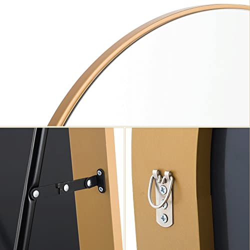 Image of PexFix Arched Full Length Mirror,Floor Body Mirror with Stand,Full Length Wall Mirror with Wood Frame,Dressing Mirror for Bedroom,Gold,64''x21'' (USAM019)