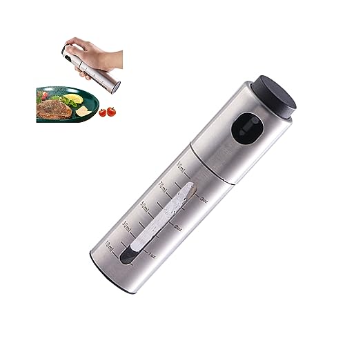 GAILY YOUTH Pulverizador de aceite de acero inoxidable, dispensador de aceite con escala, botella de aceite de cocina para freidora de aire, hornear, asar (parte superior convexa)